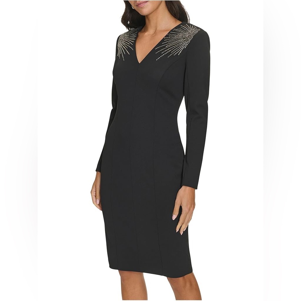 New Calvin Klein
Embellished Long-Sleeve Sheath Dress Size 6